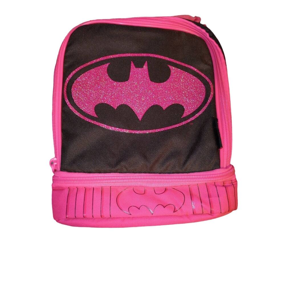Pink and Black Thermos Bat Girl Bat Man Lunch Bag NWT